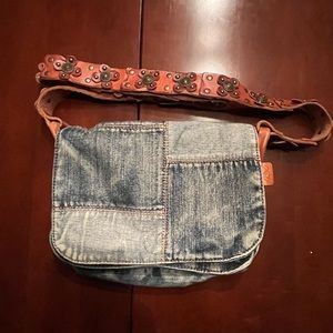 Patricia Nash Rosa Square Flap Denim and Leather
Saddle Bag